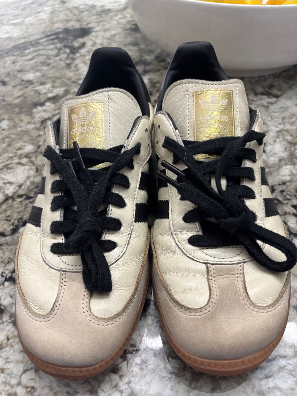 Adidas Samba 9 1/2 Women's Cream and Black Classic Sneakers